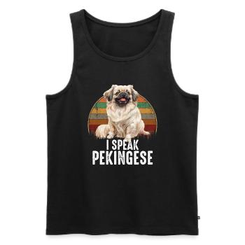 Je parle pékinois - Débardeur bio Premium Homme - noir - Devant - AI Model Male 178 light (178cm)