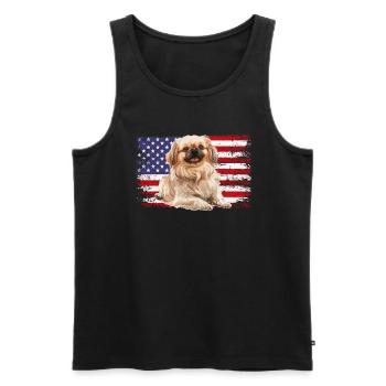Pekingese American flag - Men's Premium Organic Tank Top - black - Front - Michal (187cm)