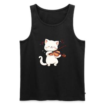 Cat playing violin instrument Violin - Männer Premium Bio Tank Top - Schwarz - Vorne - Michal (187cm)