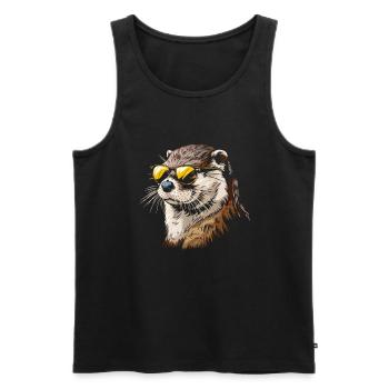 reading is otterly fun, Otter - Männer Premium Bio Tank Top - Schwarz - Vorne - Michal (187cm)