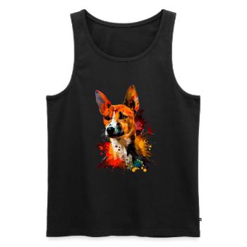 basenji dog, vintage basenji - Männer Premium Bio Tank Top - Schwarz - Vorne - AI Model Male 178 light (178cm)