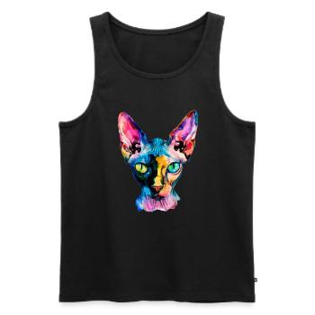 Sphynx illustration, funny sphynx cat - Männer Premium Bio Tank Top - Schwarz - Vorne - AI Model Male 178 light (178cm)