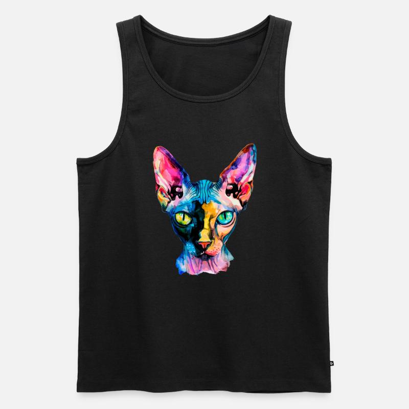 Sphynx illustration, funny sphynx cat - Männer Premium Bio Tank Top - Schwarz