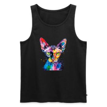 Sphynx illustration, funny sphynx cat - Männer Premium Bio Tank Top - Schwarz - Vorne - AI Model Male 178 light (178cm)