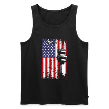 American Flag US, air traffic controller - Männer Premium Bio Tank Top - Schwarz - Vorne - AI Model Male 178 light (178cm)