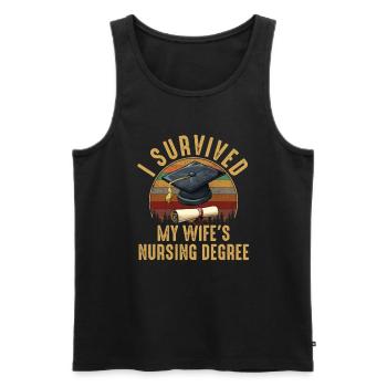 i survived my wifes nursing degree, nursing - Männer Premium Bio Tank Top - Schwarz - Vorne - Michal (187cm)