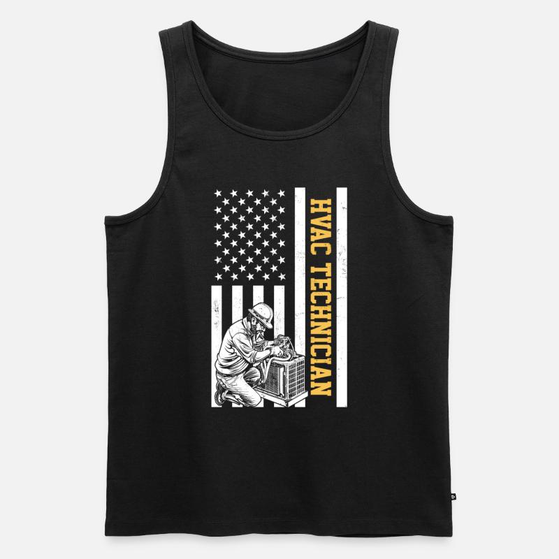 HVAC Technician, american flag HVAC - Männer Premium Bio Tank Top - Schwarz
