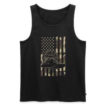 airboat american flag - Männer Premium Bio Tank Top - Schwarz - Vorne - Michal (187cm)