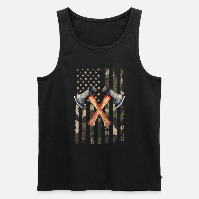 axe throwing american flag - Männer Premium Bio Tank Top - Schwarz