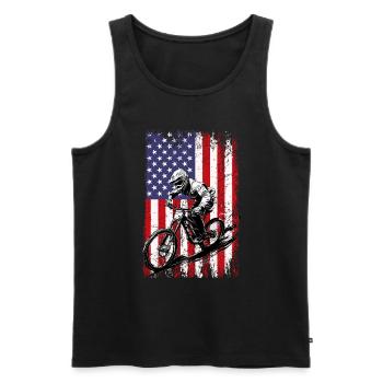 MTB biker American flag, Mountain Bike - Männer Premium Bio Tank Top - Schwarz - Vorne - Michal (187cm)