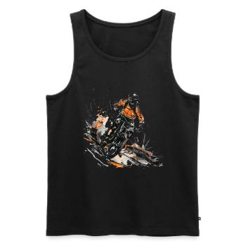 MTB biker American flag, Mountain Bike - Männer Premium Bio Tank Top - Schwarz - Vorne - Michal (187cm)