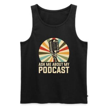 Podcast Podcaster - Männer Premium Bio Tank Top - Schwarz - Vorne - Michal (187cm)