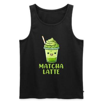 Matchaholic, matcha - Männer Premium Bio Tank Top - Schwarz - Vorne - AI Model Male 178 light (178cm)