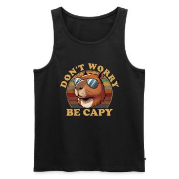 don't worry be capy, capybara - Männer Premium Bio Tank Top - Schwarz - Vorne - Michal (187cm)
