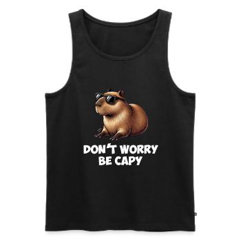 don't worry be capy, capybara - Männer Premium Bio Tank Top - Schwarz - Vorne - Michal (187cm)
