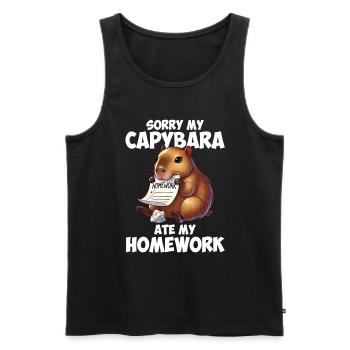 Capybara ate my homework, capybara - Männer Premium Bio Tank Top - Schwarz - Vorne - Michal (187cm)