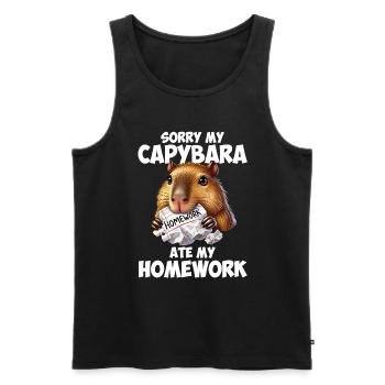 Capybara ate my homework, capybara - Männer Premium Bio Tank Top - Schwarz - Vorne - Michal (187cm)