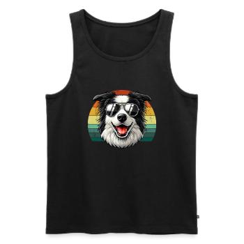 vintage Border Collie Dog - Männer Premium Bio Tank Top - Schwarz - Vorne - Michal (187cm)