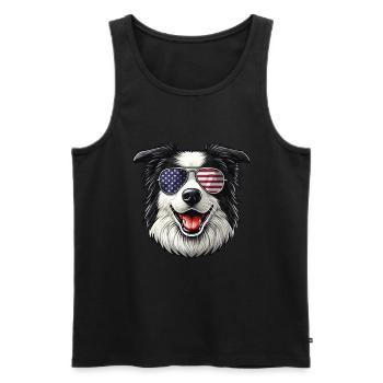 vintage Border Collie Dog - Männer Premium Bio Tank Top - Schwarz - Vorne - Michal (187cm)