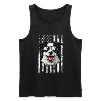 vintage Border Collie Dog - Männer Premium Bio Tank Top - Schwarz - Vorne - Michal (187cm)