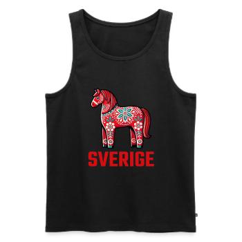 Swedish Dala Horse, Scandinavian sverige sweden - Männer Premium Bio Tank Top - Schwarz - Vorne - AI Model Male 178 light (178cm)