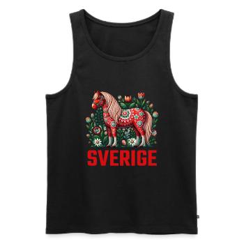 Swedish Dala Horse, Scandinavian sverige sweden - Männer Premium Bio Tank Top - Schwarz - Vorne - AI Model Male 178 light (178cm)