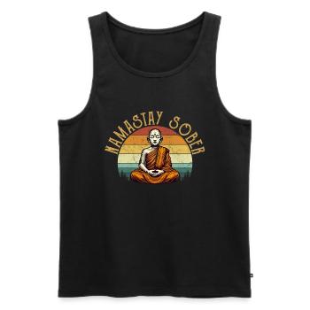 Namastay Sober , funny sobriety yoga - Männer Premium Bio Tank Top - Schwarz - Vorne - AI Model Male 178 light (178cm)