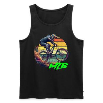 MTB Bike - Männer Premium Bio Tank Top - Schwarz - Vorne - AI Model Male 178 light (178cm)