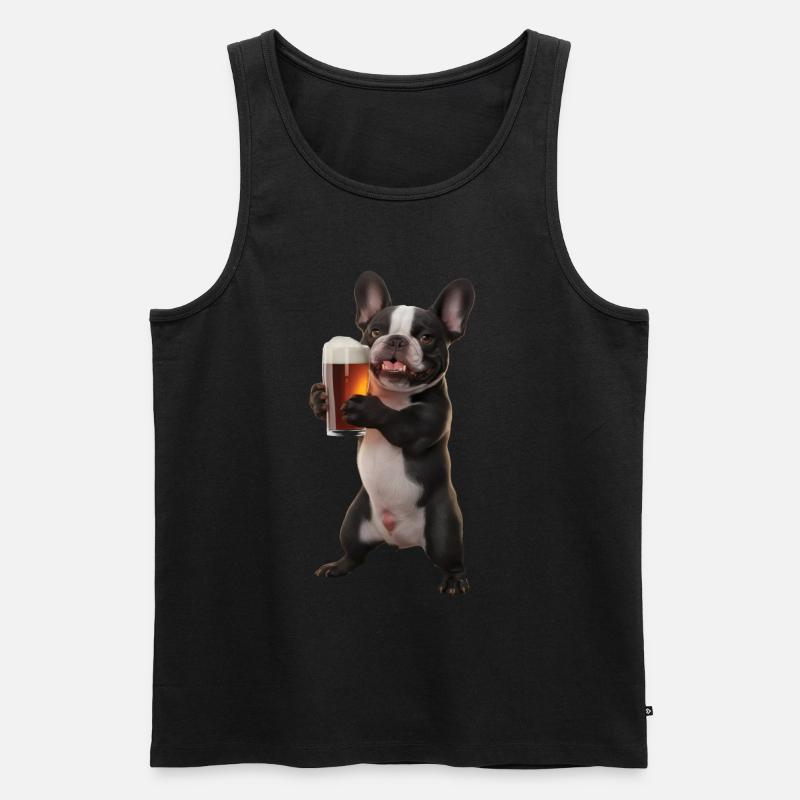 Frenchie Bier - Männer Premium Bio Tank Top - Schwarz