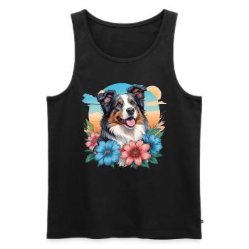 Australian Shepherd - Männer Premium Bio Tank Top - Schwarz - Vorne - AI Model Male 178 light (178cm)