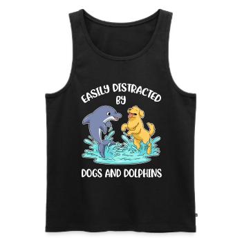 Distrait par les chiens et les dauphins Dolphin Gift - Débardeur bio Premium Homme - noir - Devant - Michal (187cm)