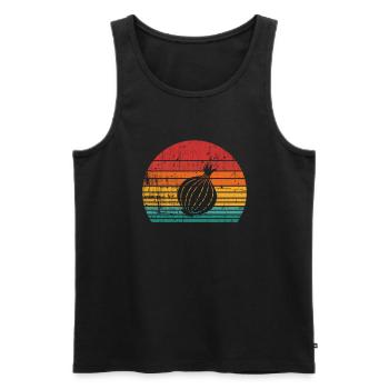 Onion Lover Retro Vegetables Vegan Gift idea - Männer Premium Bio Tank Top - Schwarz - Vorne - AI Model Male 178 light (178cm)