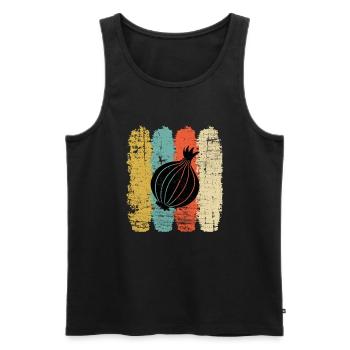 Onion Lover Retro Vegetables Vegan Gift idea - Männer Premium Bio Tank Top - Schwarz - Vorne - AI Model Male 178 light (178cm)