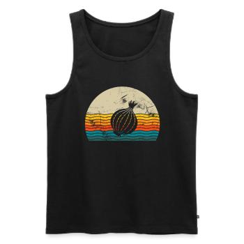 Onion Lover Retro Vegetables Vegan Gift idea - Männer Premium Bio Tank Top - Schwarz - Vorne - AI Model Male 178 light (178cm)