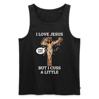 I Love Jesus But I Cuss A Little Jesus Gift - Men's Premium Organic Tank Top - black - Front - Michal (187cm)