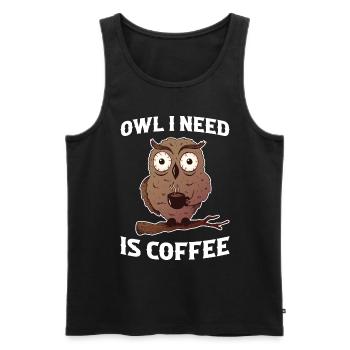 Coffee Owl Eule Geschenk - Männer Premium Bio Tank Top - Schwarz - Vorne - AI Model Male 178 light (178cm)