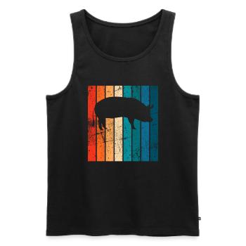 Pig Animal Retro Pet Farm Idée cadeau - Débardeur bio Premium Homme - noir - Devant - Michal (187cm)