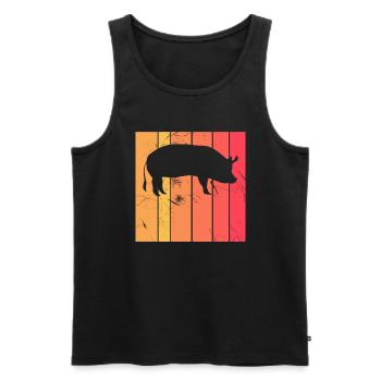 Pig Animal Retro Pet Farm Idée cadeau - Débardeur bio Premium Homme - noir - Devant - Michal (187cm)