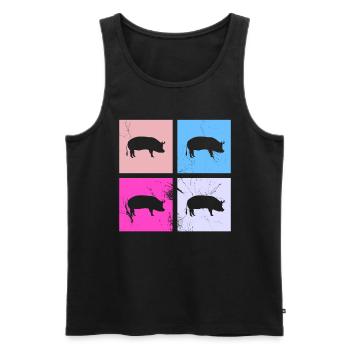 Pig Animal Retro Pet Farm Idée cadeau - Débardeur bio Premium Homme - noir - Devant - Michal (187cm)