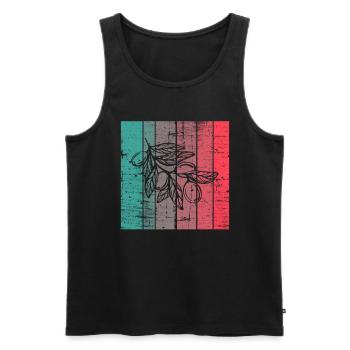 Olive food oil Retro Vegetarian Gift idea - Men's Premium Organic Tank Top - black - Front - AI Model Male 178 light (178cm)