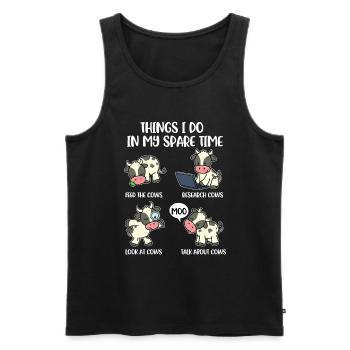 Ce que je fais dans mon temps libre Cow Cow Gift - Débardeur bio Premium Homme - noir - Devant - Michal (187cm)