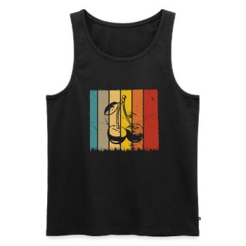 Cherry Fruit Lover Retro Healthy Gift idea - Men's Premium Organic Tank Top - black - Front - Michal (187cm)