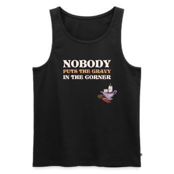 Gravy In The Corner Thanksgiving Gift - Men's Premium Organic Tank Top - black - Front - Michal (187cm)
