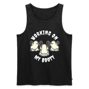 Working On My Booty Spirit Gift - Men's Premium Organic Tank Top - black - Front - AI Model Male 178 light (178cm)