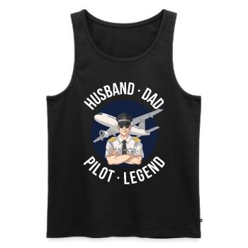 Mari Papa Pilote Légende Pilote Cadeau - Débardeur bio Premium Homme - noir - Devant - AI Model Male 178 light (178cm)