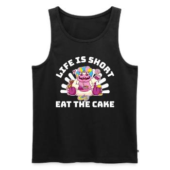 Life Is Short Eat The Cake Cake Gift - Men's Premium Organic Tank Top - black - Front - AI Model Male 178 light (178cm)