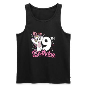 9e anniversaire Enfants Licorne Neuf Anniversaire - Débardeur bio Premium Homme - noir - Devant - Michal (187cm)