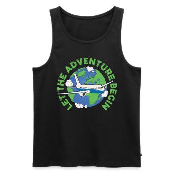 Let The Adventure Begin Airplane Pilot Gift - Men's Premium Organic Tank Top - black - Front - AI Model Male 178 light (178cm)