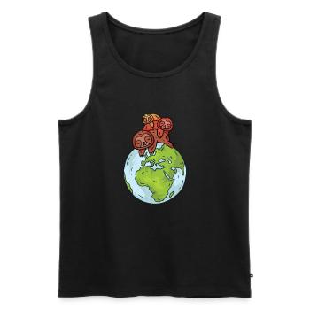 Earth Day Cute Sloth loves world - Männer Premium Bio Tank Top - Schwarz - Vorne - AI Model Male 178 light (178cm)