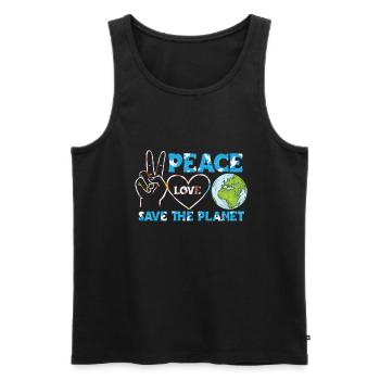 Peace Love Save Our Planet Earth - Männer Premium Bio Tank Top - Schwarz - Vorne - AI Model Male 178 light (178cm)